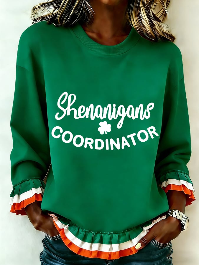 Women's Retro Shenanigans Coordinator St Patrick's Day Print Sweatshirt