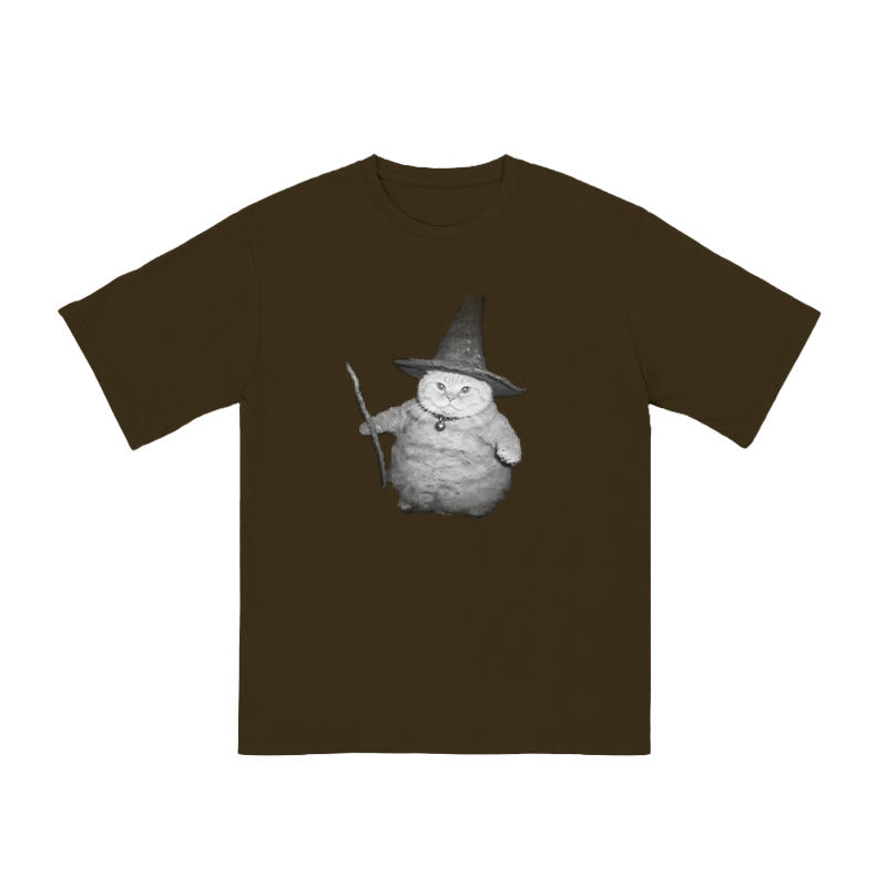 Unisex Wizard Cat Print T-shirt