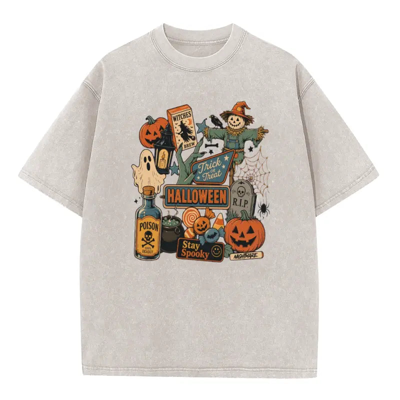 Unisex Vintage Halloween Short-Sleeve Cotton T-Shirt