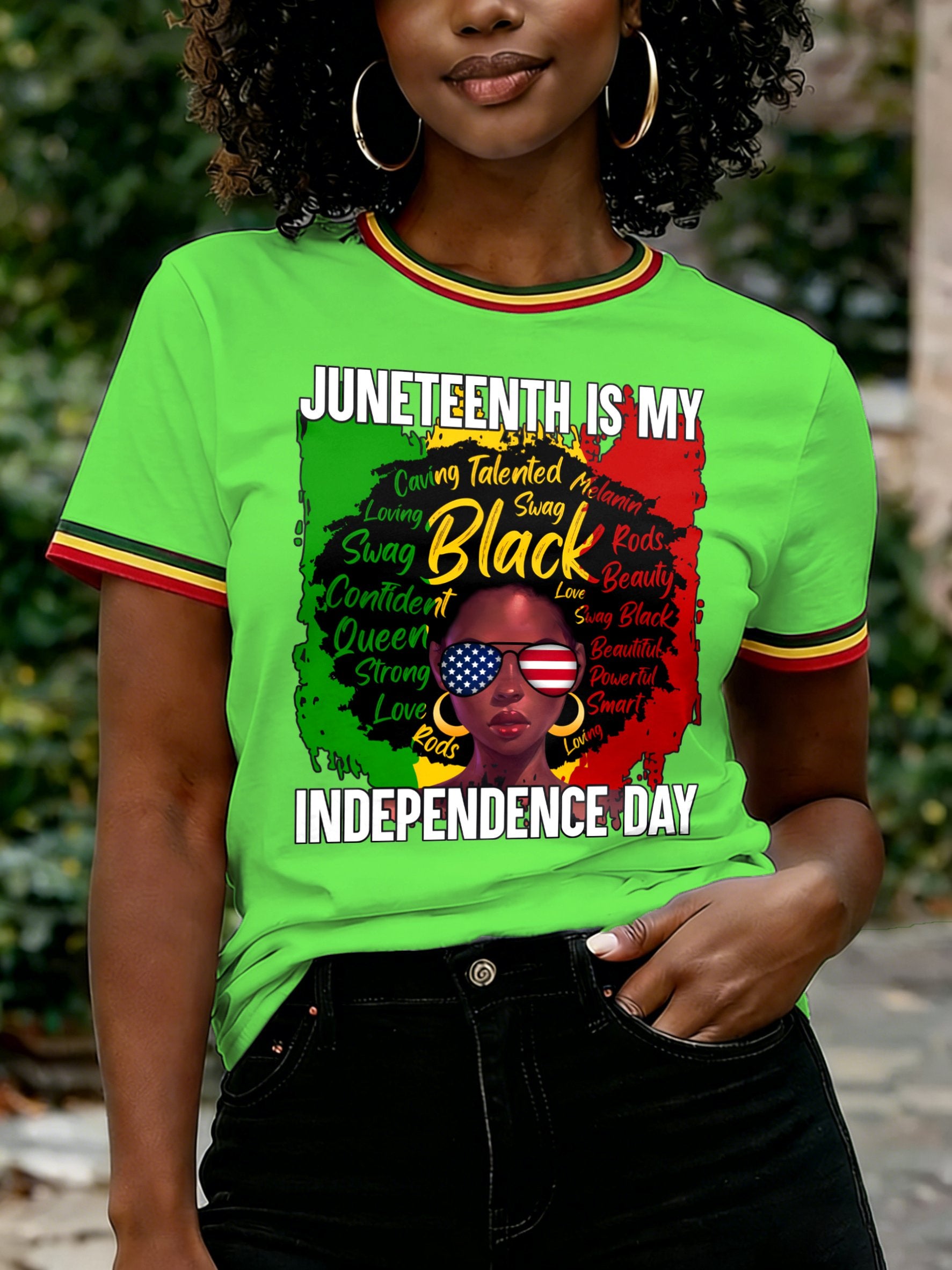 Women's Juneteenth Is My Independence Day Print Casual T-shirt