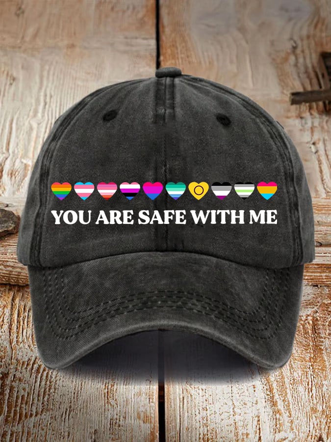 Unisex  YOU ARE SAFE WITH ME Print  Cap