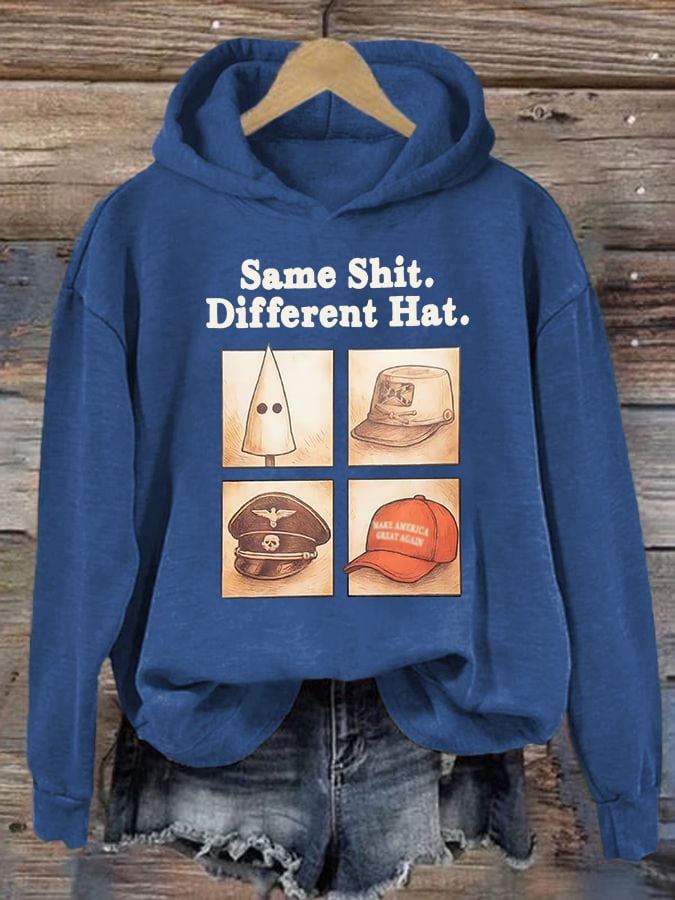 Women's Same Shit Different Hat Print Hoodie