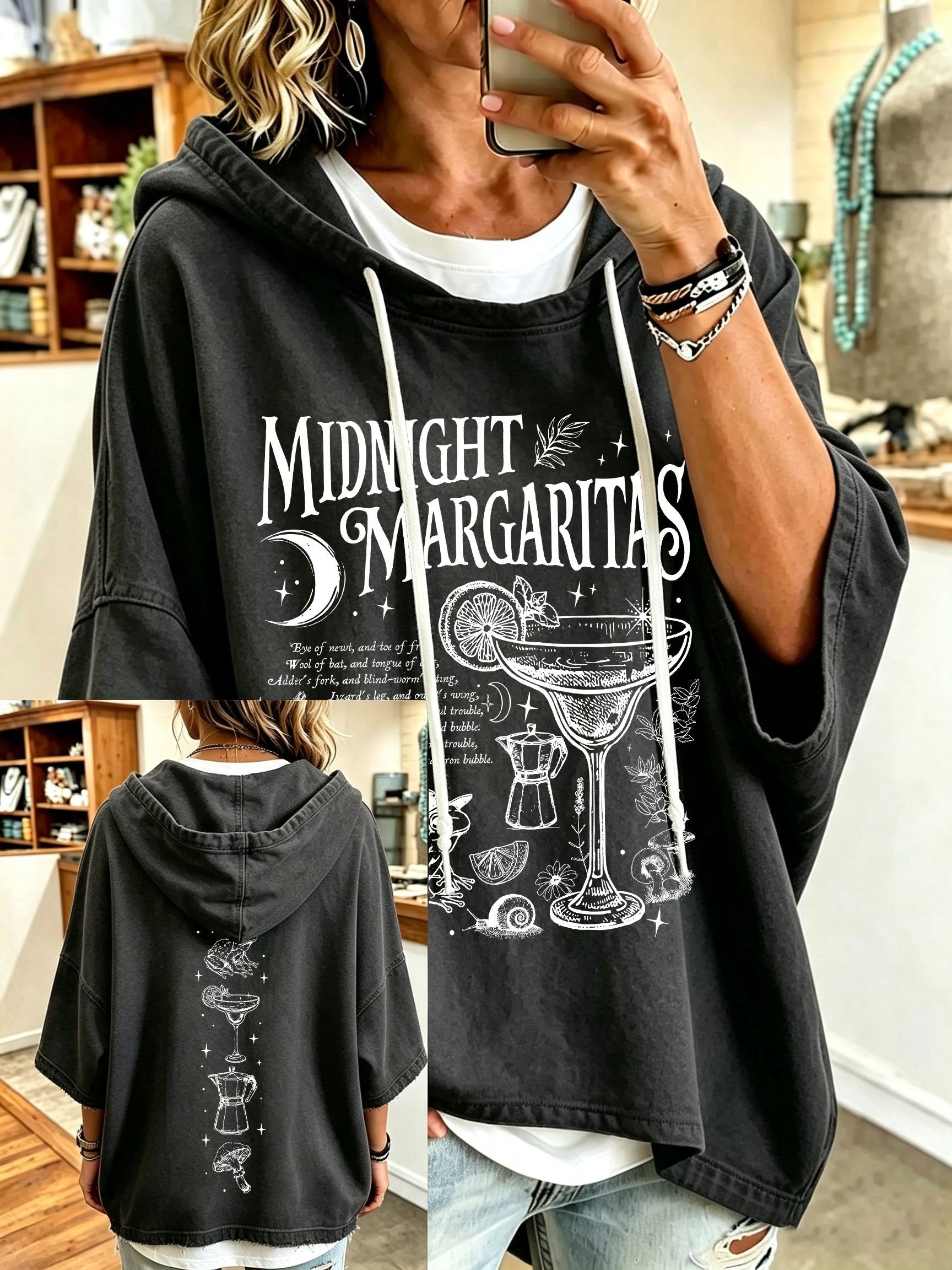 Women's Midnight Margaritas Print Hooded Sweatshirt