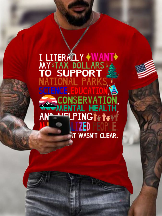 Men's Support National Parks Printed Round Neck T-Shirt