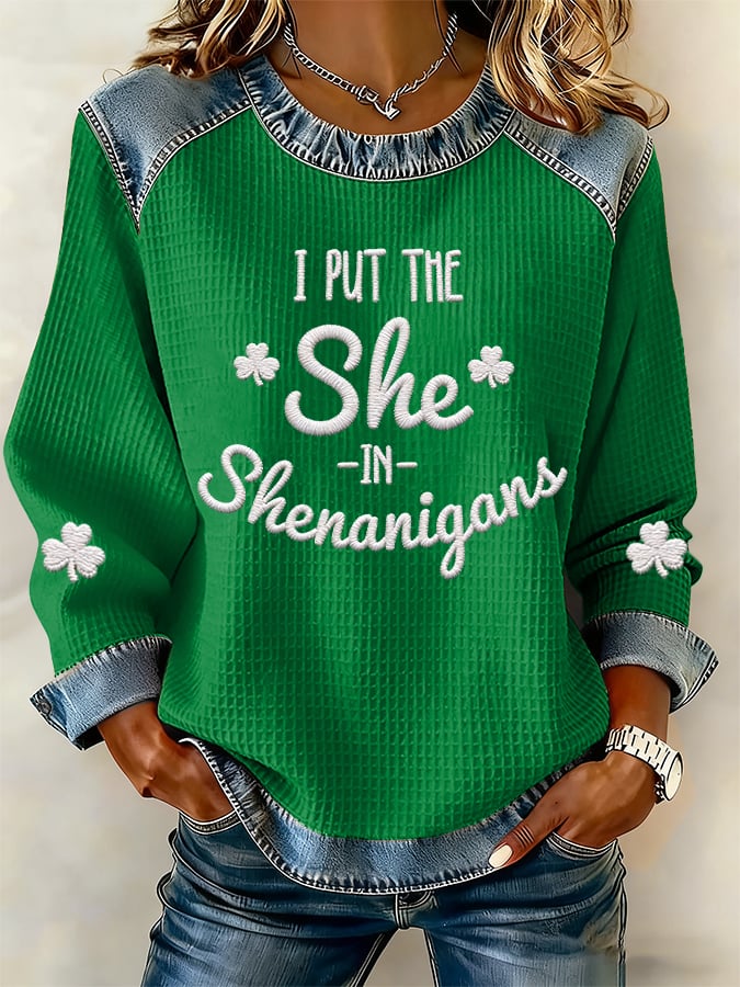 Women's I Put The She In Shenanigans Printed Casual Sweatshirt