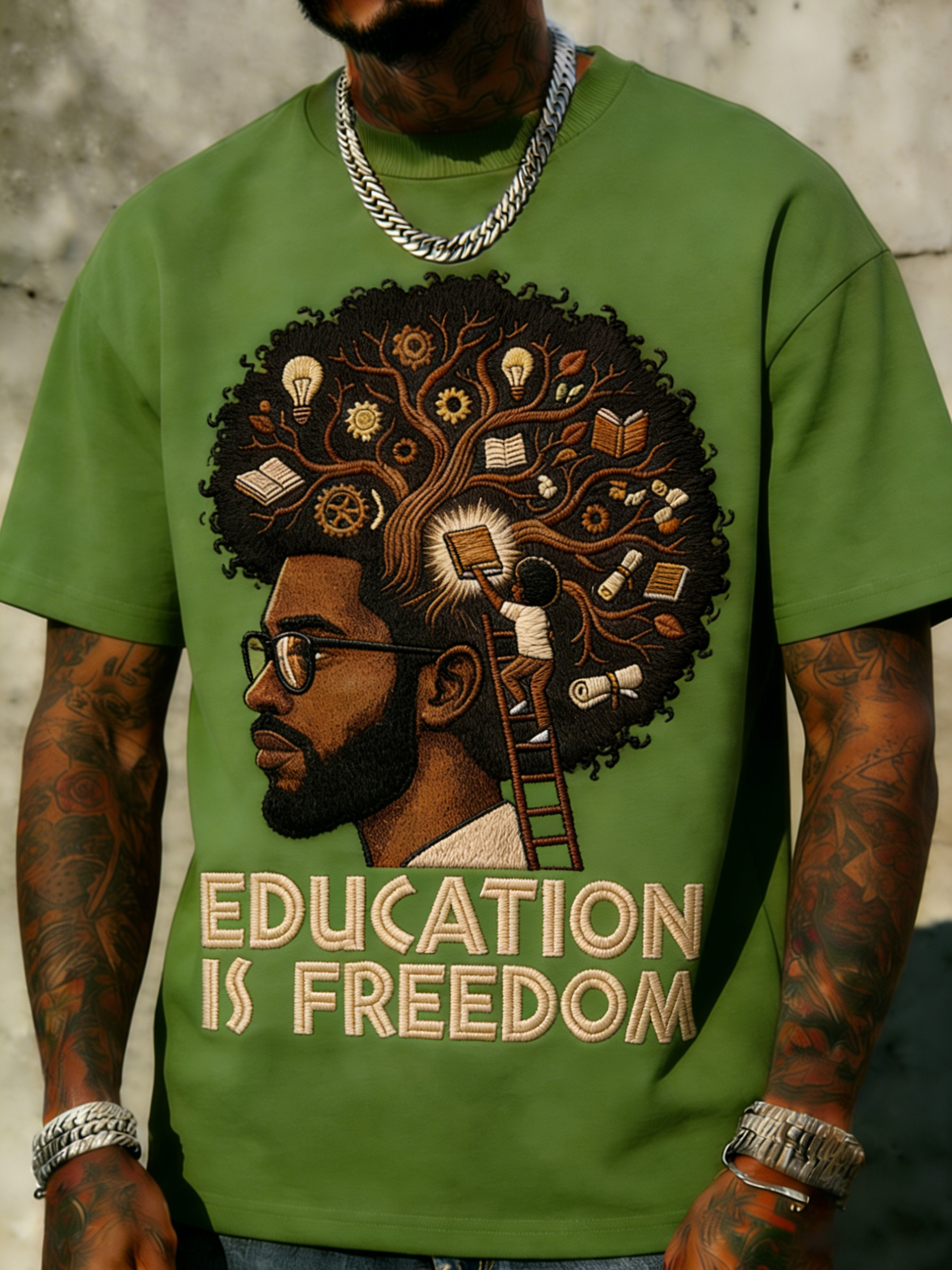 African American men's culturally confident crewneck top