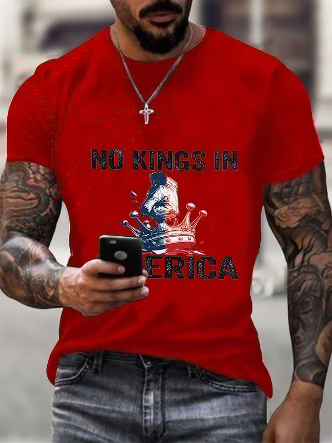 Men's  No Kings In America Print  T-shirt