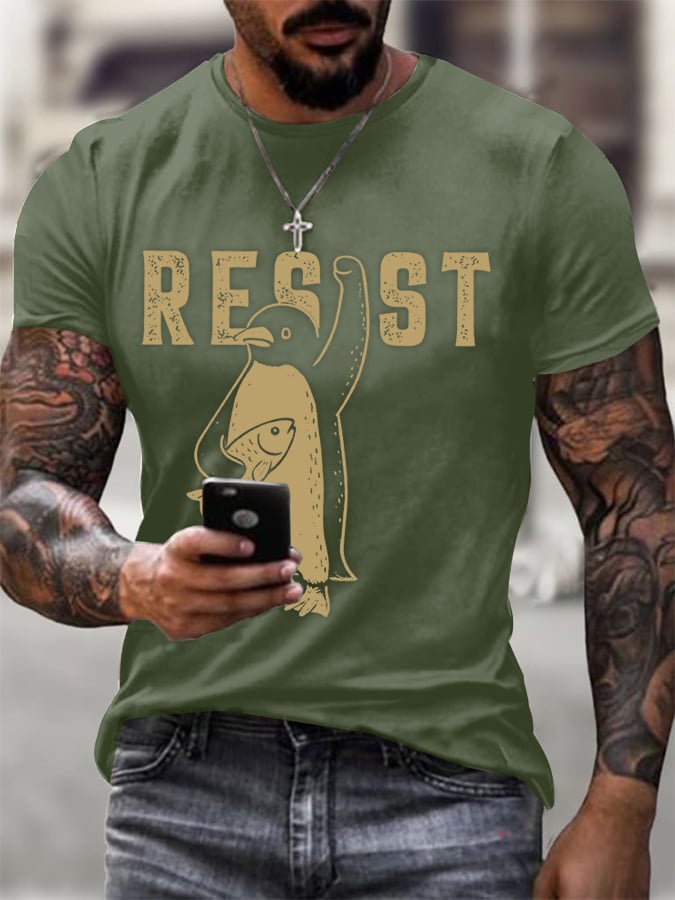 Men's Penguins Resist Tariffs Printing T Shirt