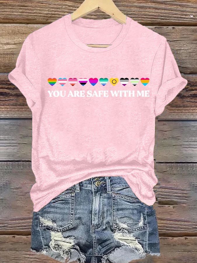 Women's  YOU ARE SAFE WITH ME  Print T-Shirt