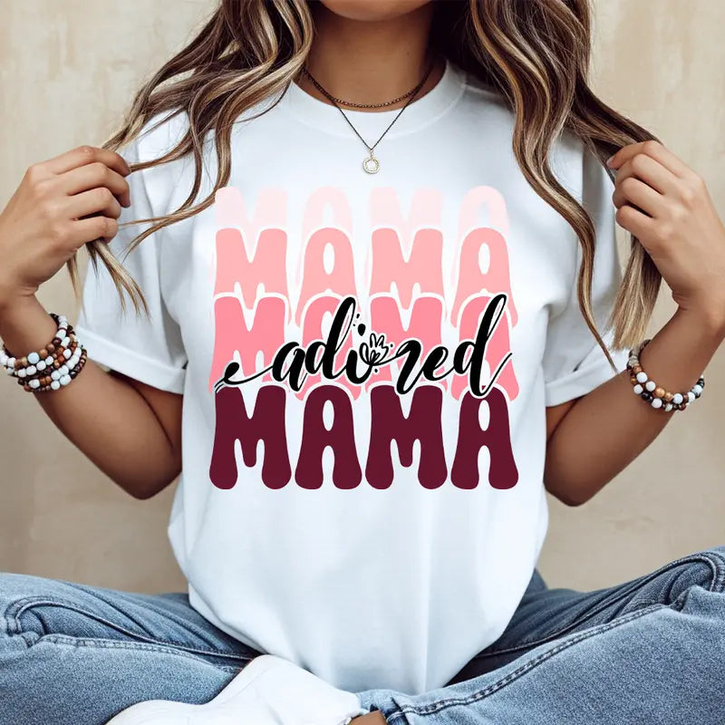 Mama Adored Mama Print T-Shirt