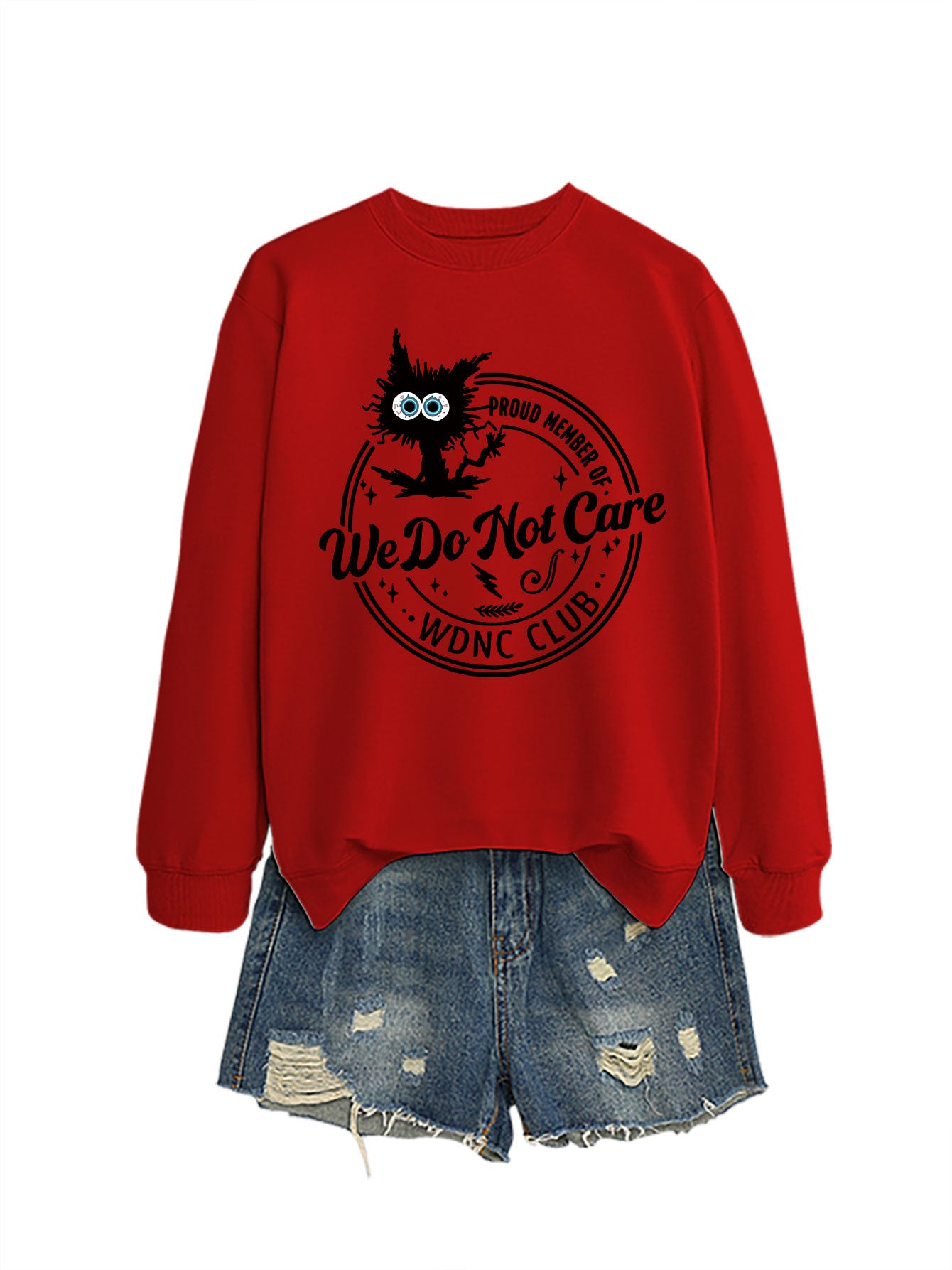 Retro-inspired fun, WDNC Club proud member, menopause-themed printed sweatshirt.