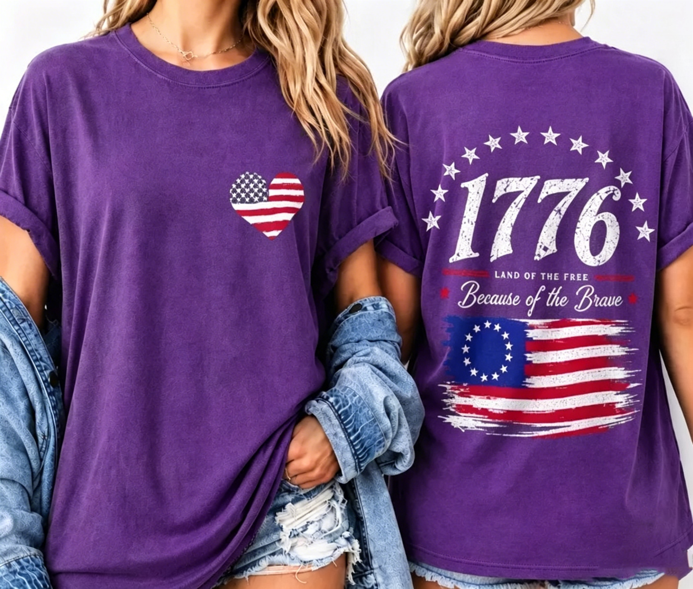 Unisex Comfort Colors 1776 Patriotic Graphic T-Shirt