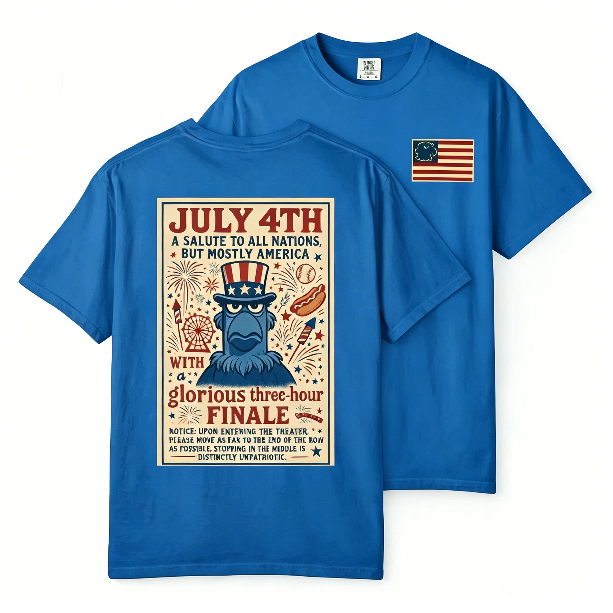 Unisex Patriotic Eagle July 4th Fireworks Celebration Casual Cotton Fabric T-Shirt