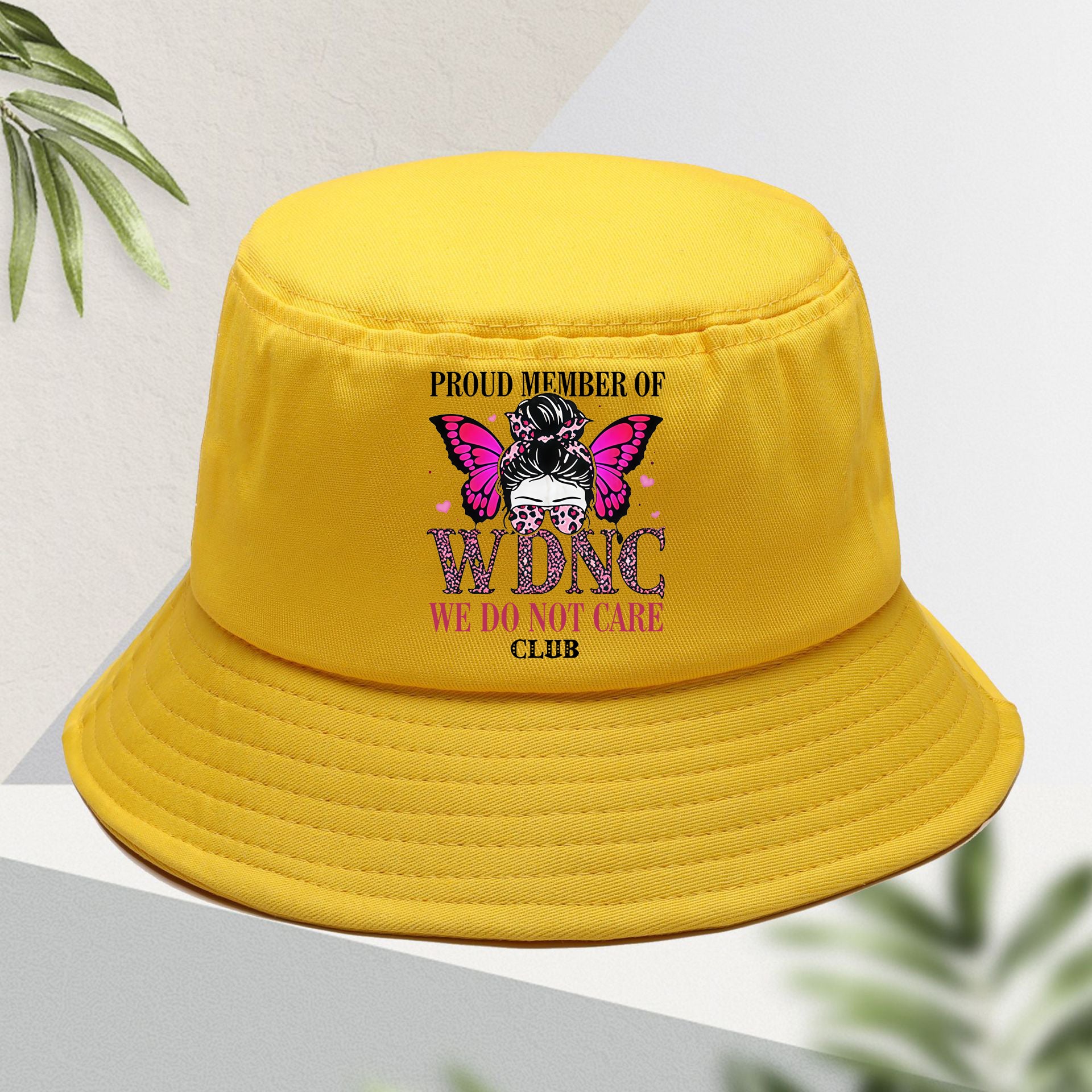 Retro style WDNC Club member menopause postmenopausal printed bucket hat