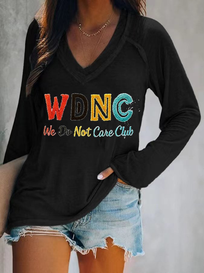 Women's  V-neck Retro Funny Proud Member Of WDNC Club Menopause Perimenopause Print T-Shirt