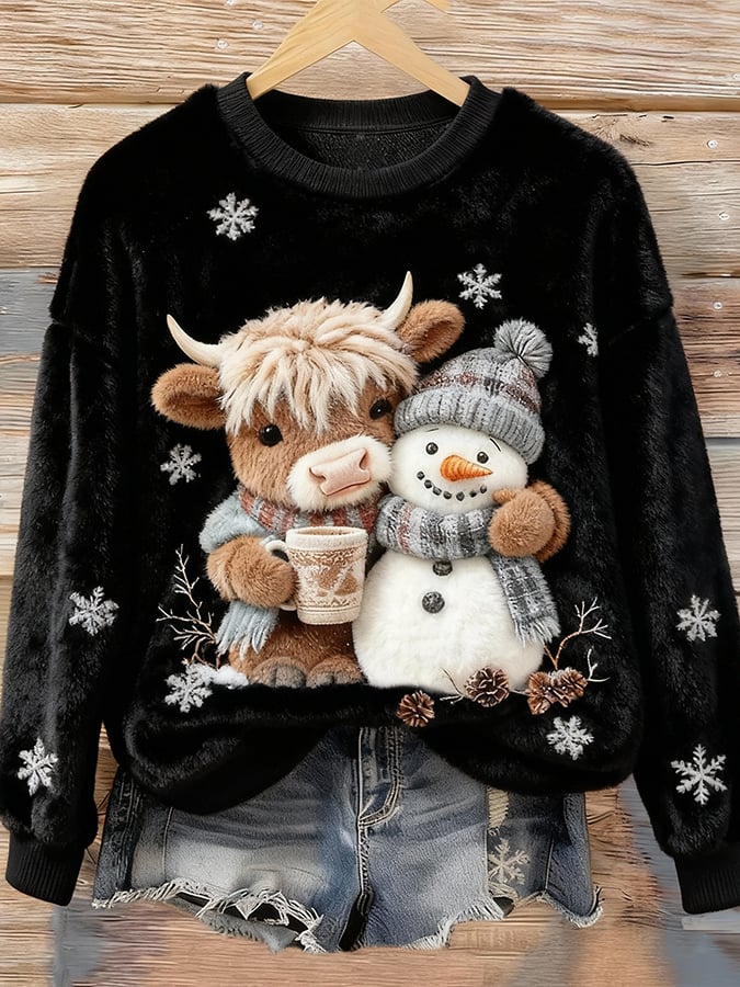 Women's Animal Highland Cow Print Sweatshirt