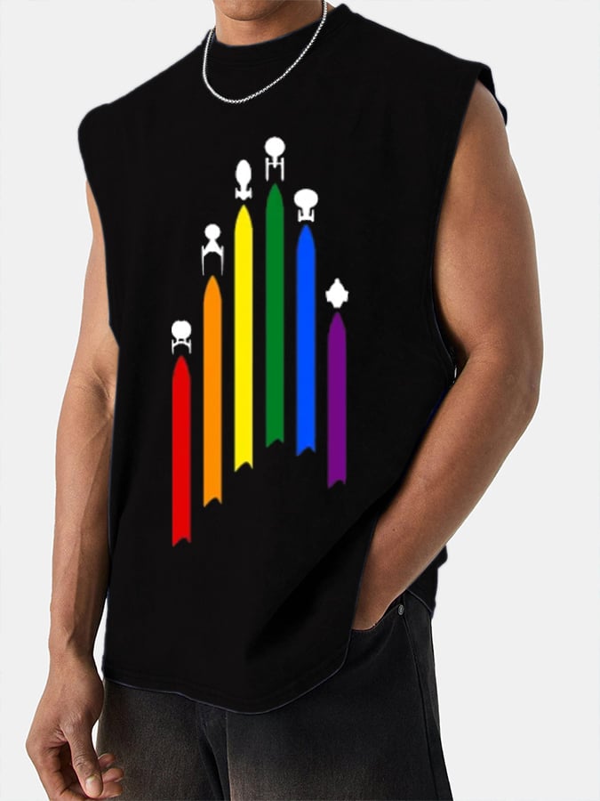 Men's Gay Print Casual Crew Neck Tank Top