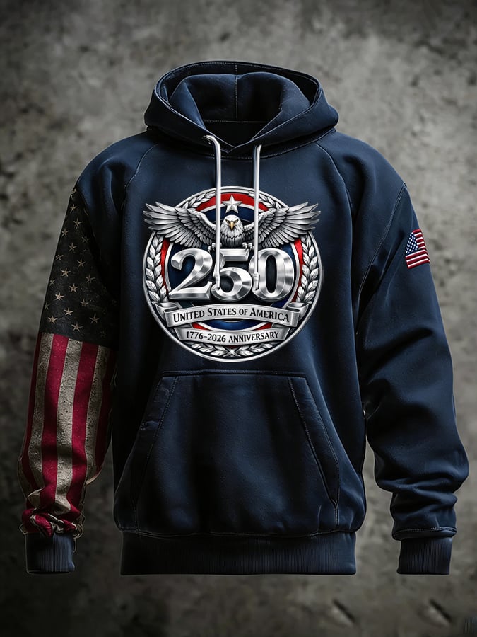 Men's 250th Anniversary Casual Printed Hooded Sweatshirt