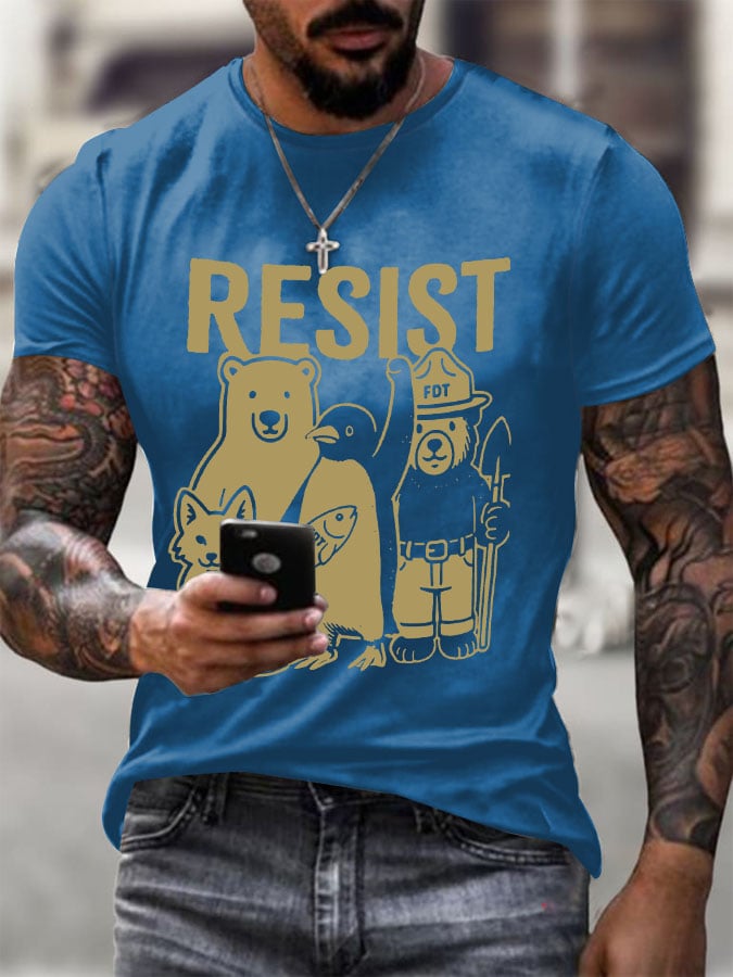 Men's Penguins Resist Printed Round Neck T-Shirt