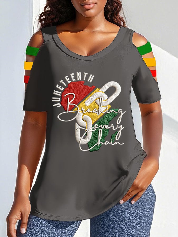 Women's Juneteenth Breaking Every Chain Print T-Shirt