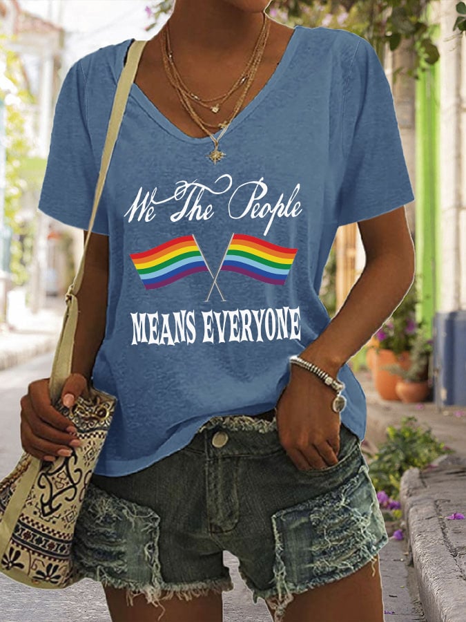 Women's Casual Pride Month Printed V-Neck Short Sleeve T-Shirt