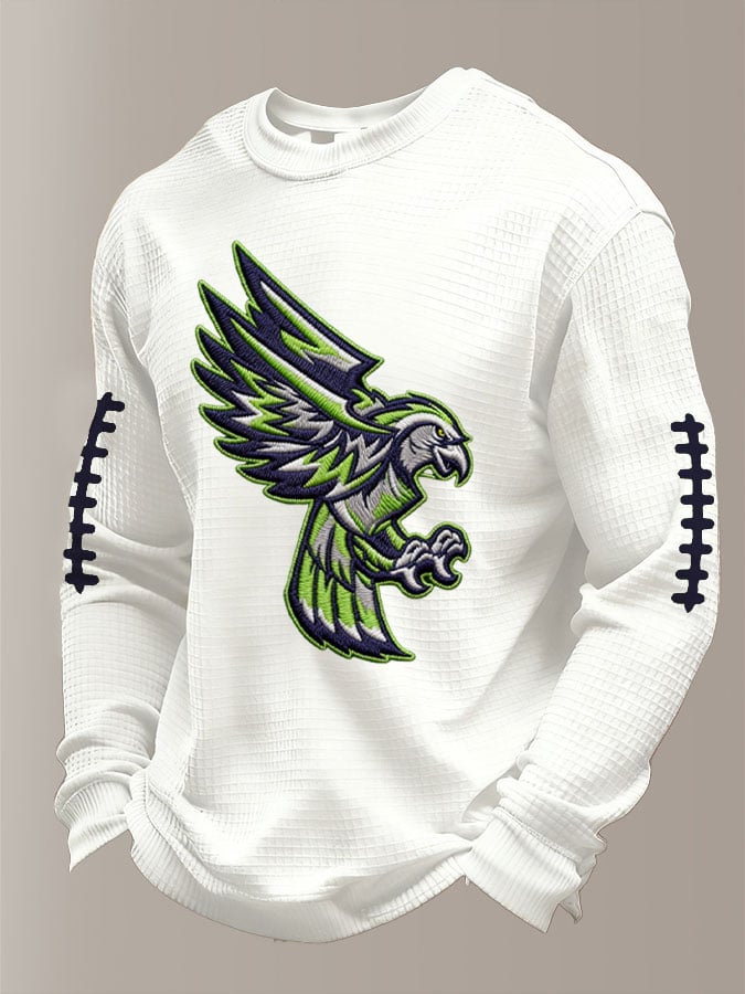 Men's Football Waffle Fabric Long-sleeved T-shirt