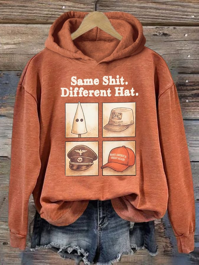 Women's Same Shit Different Hat Print Hoodie