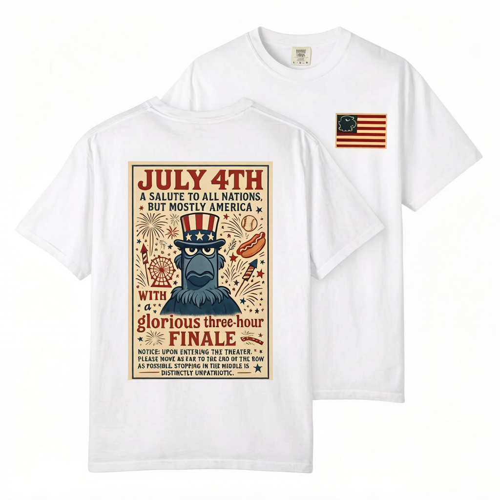 Unisex Patriotic Eagle July 4th Fireworks Celebration Casual Cotton Fabric T-Shirt