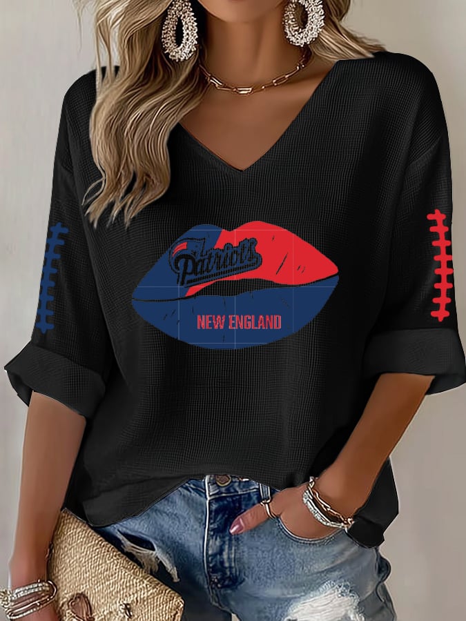 Women's Rugby Print Waffle T-Shirt