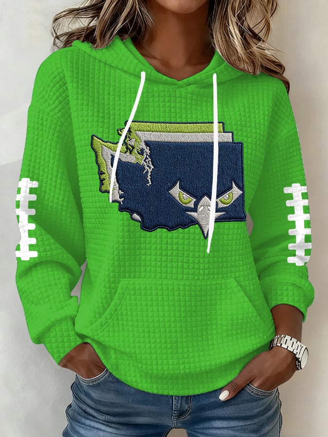 Women's Football Print Hoodie Sweatshirt