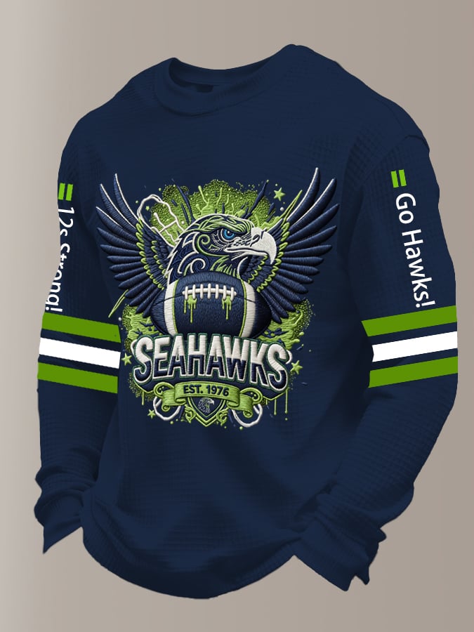 Men's Retro Football Print Casual Long-Sleeved Top