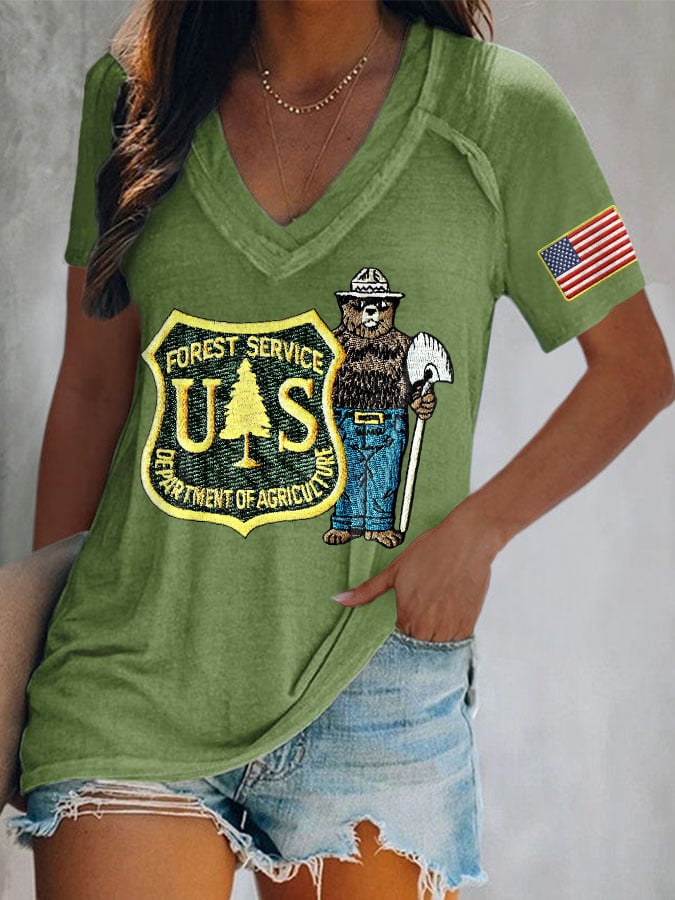 Retro Save The Forest Service Print T-Shirt
