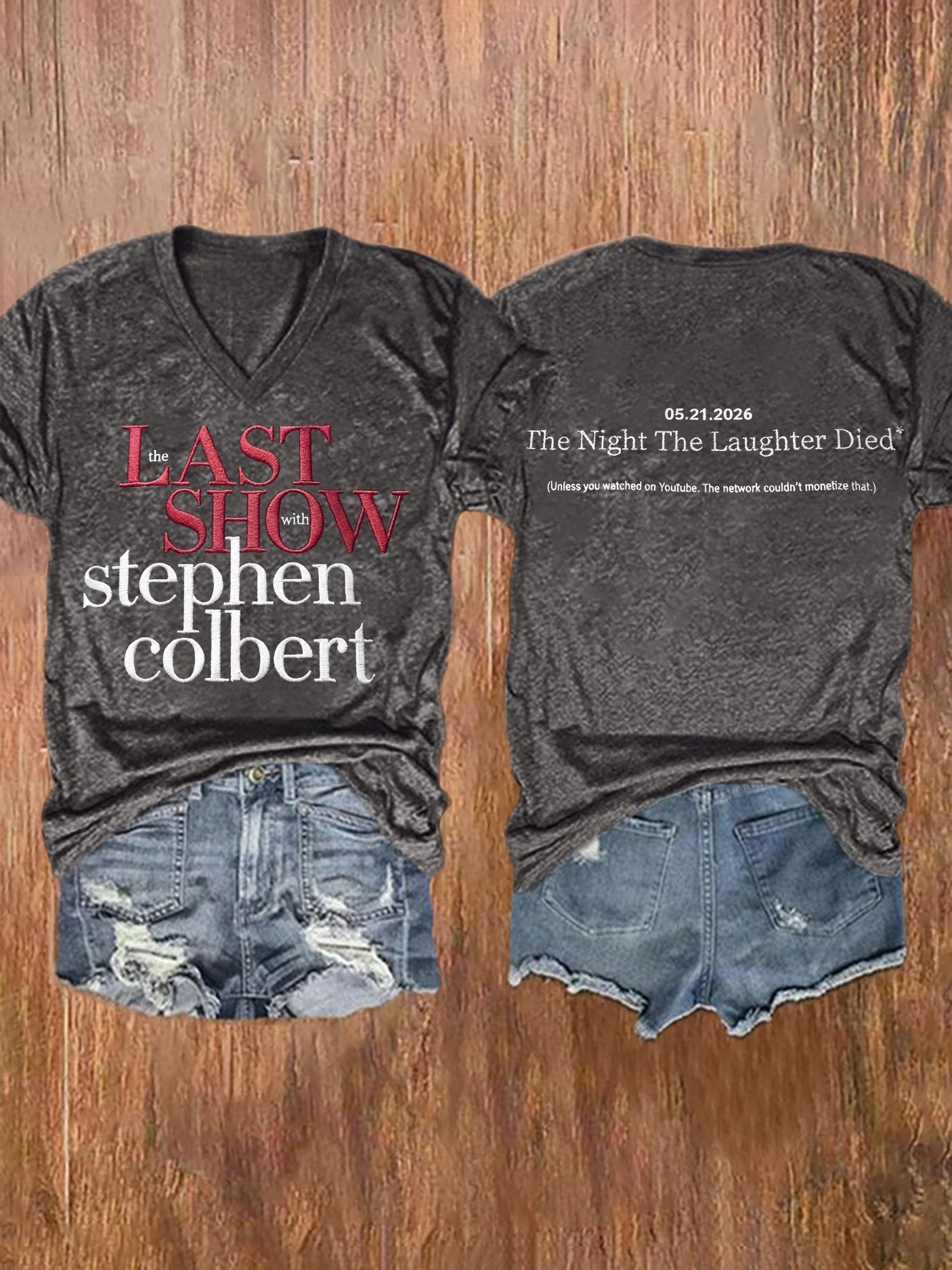 V-Neck Retro Last Show 05.21.2026 The Night The Laughter Died Print T-Shirt