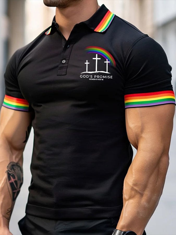 Men's God's Promise Print Polo Shirt