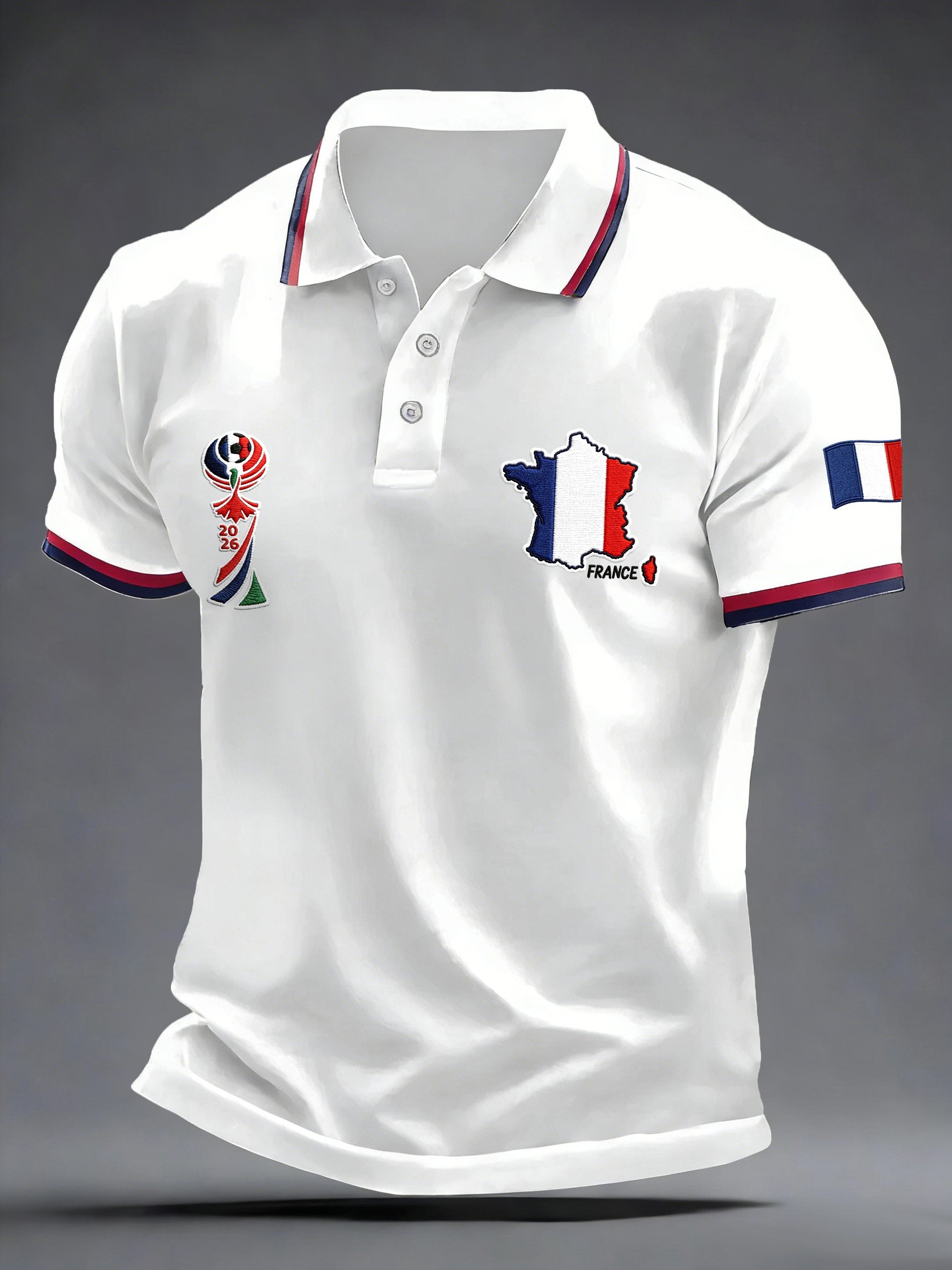 Men's French Football Fans Print Polo Shirt