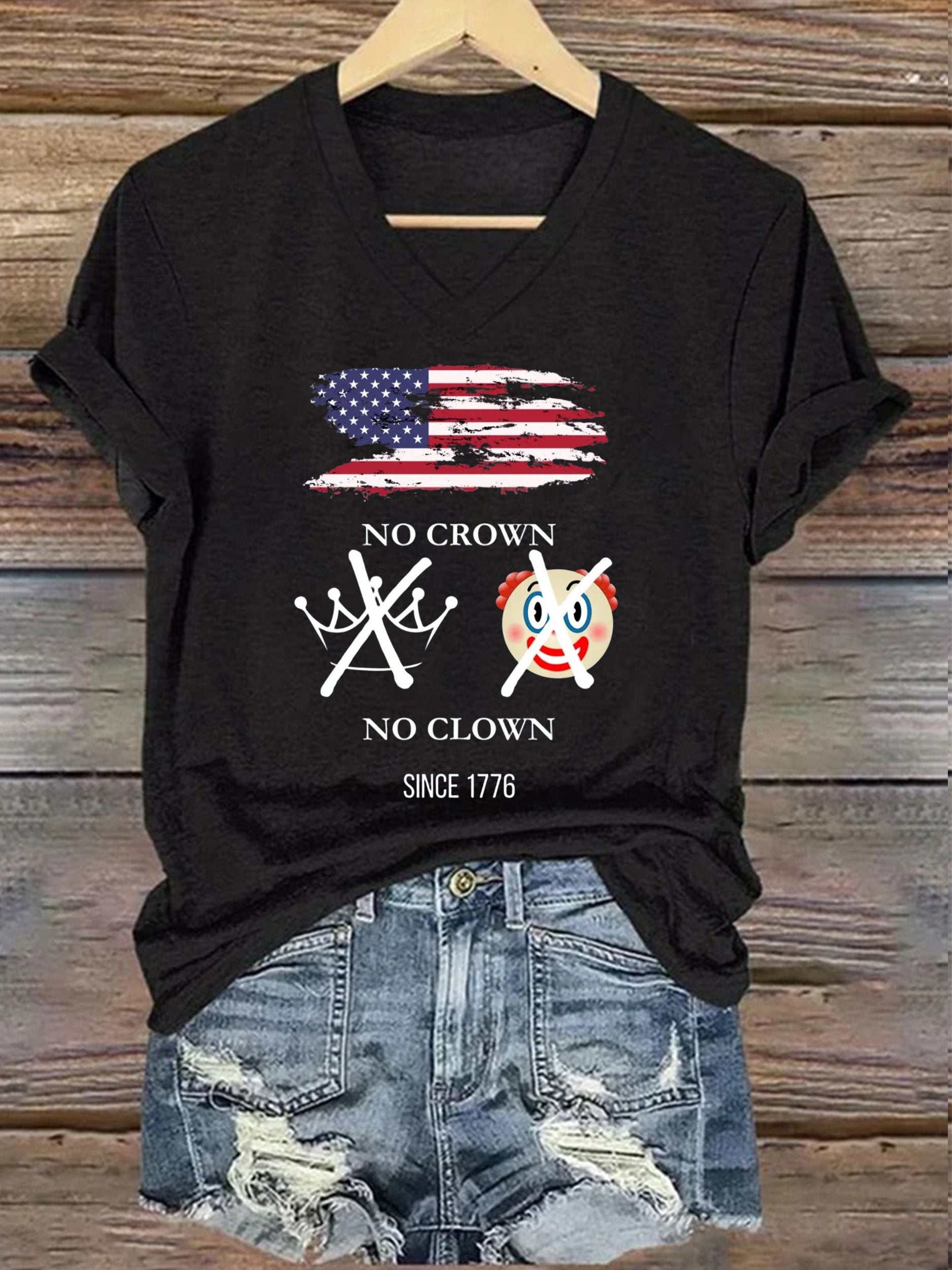 Women's No Crown For The Clown Print V Neck T-shirt