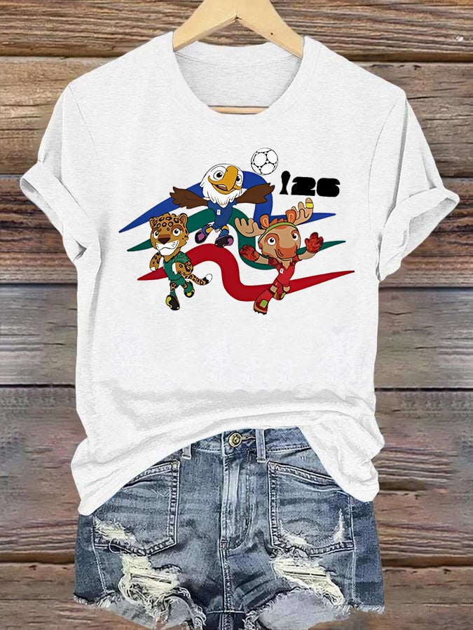 Women's  2026 World Cup Soccer Mascot printed  T-shirt