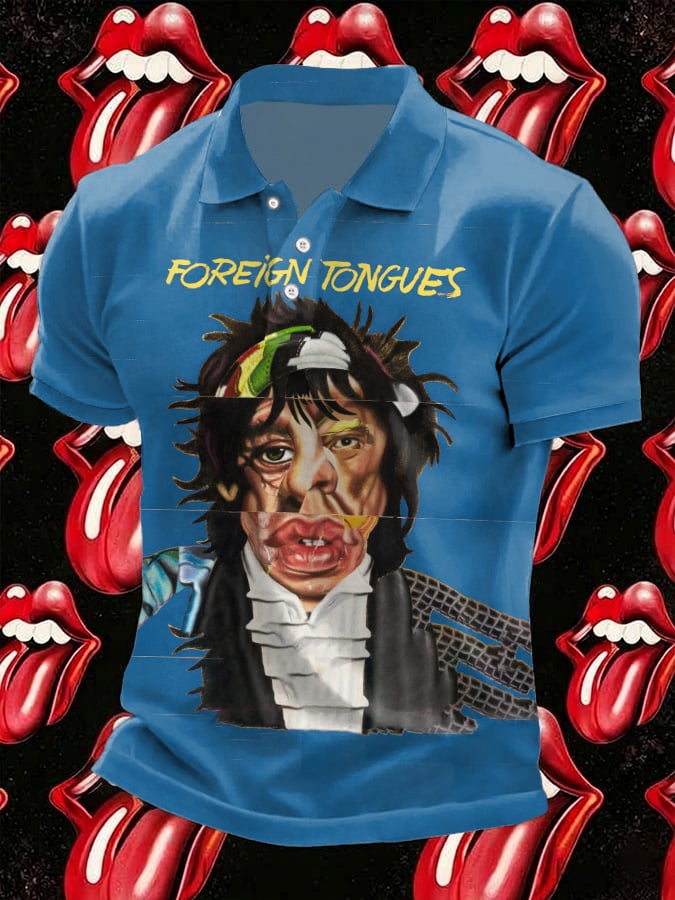Men's Retro Foreign Tongues Printed Polo Shirt
