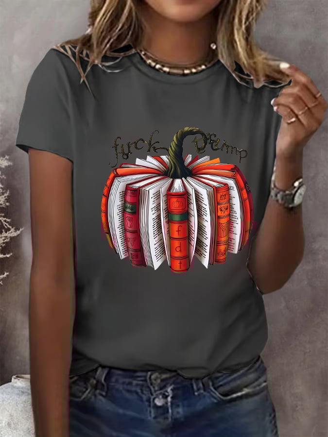 Women's  Fall Book Pumpkin DTF transfer - FDT, Fall Aesthetic print  T-Shirt