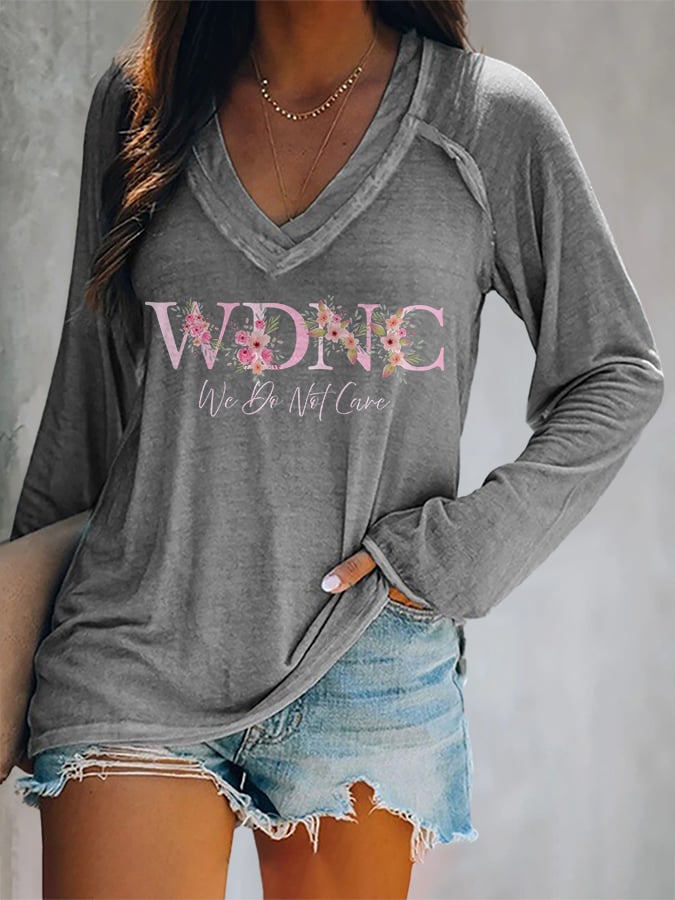 V-neck Retro Funny WDNC Menopause Perimenopause Print T-Shirt