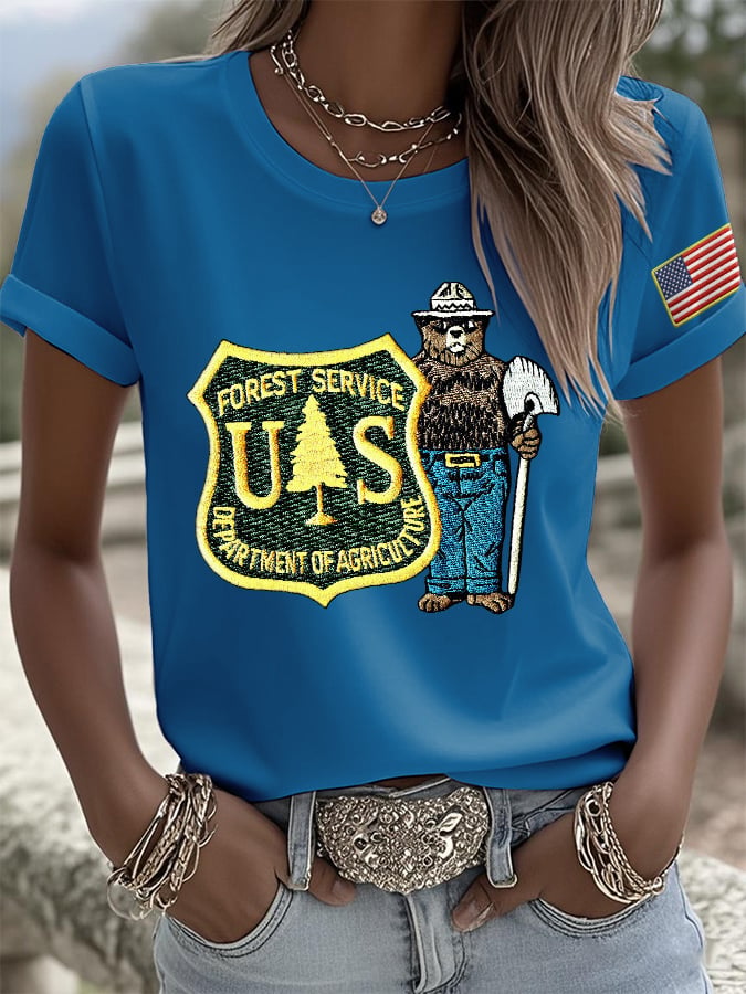 Retro Save The Forest Service Print T-Shirt