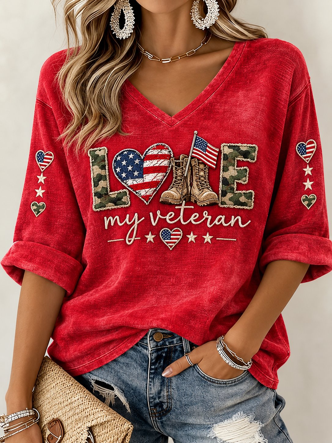 Women's Red Friday Printed T‐Shirt