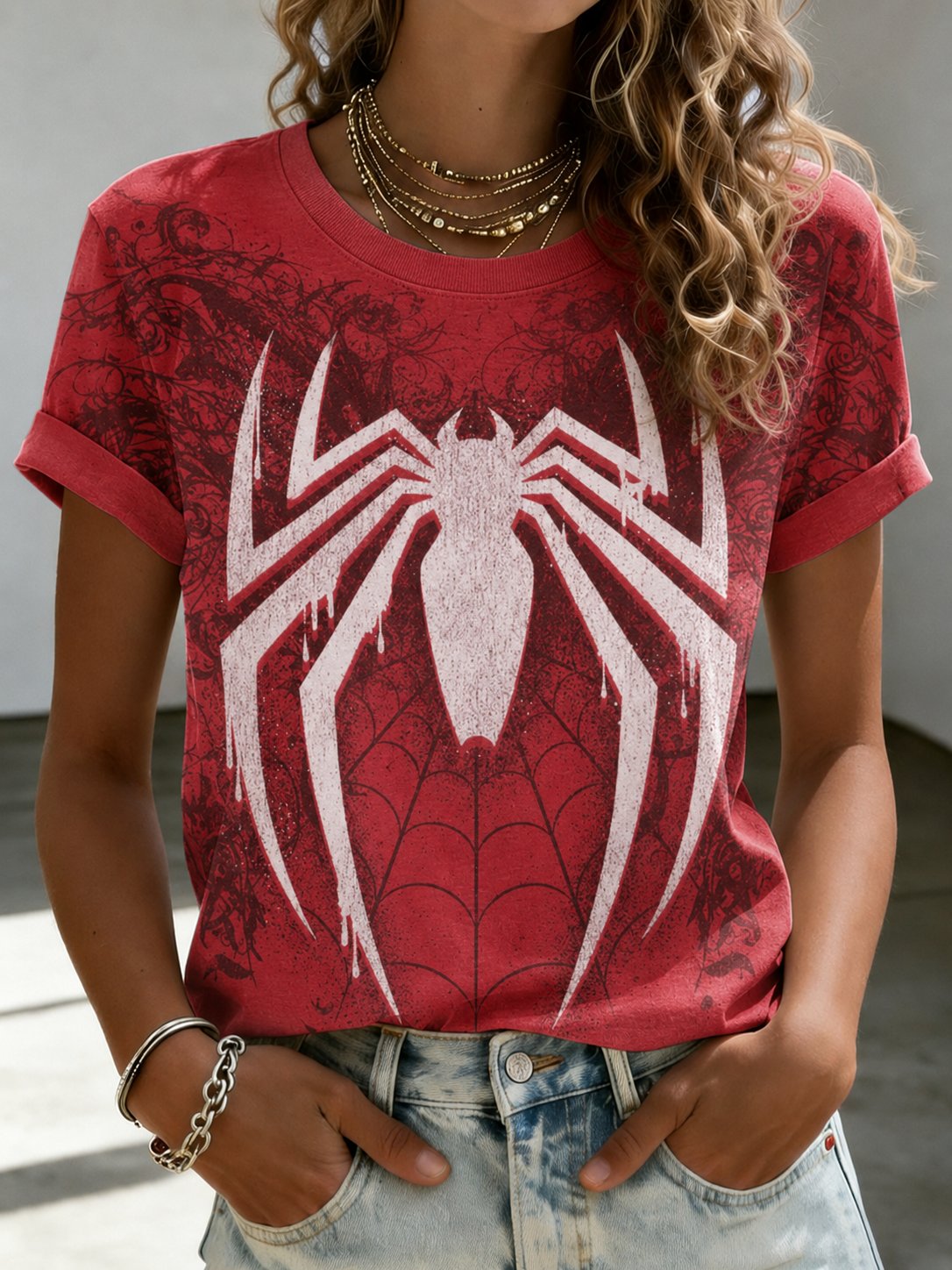 Women's Spider Graphic  Print T-shirt