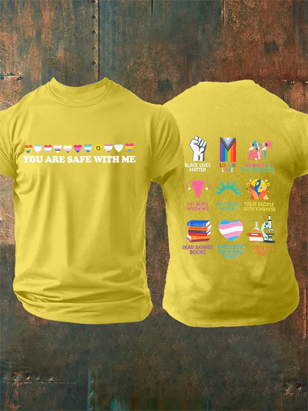 Men's  You are safe with me  Printed  T-Shirt