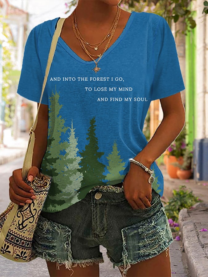 Women's National Park Protection Print V-Neck T-Shirt