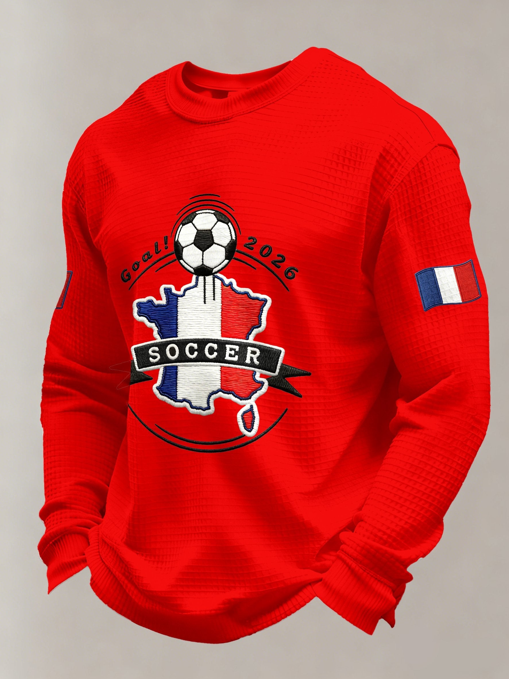 Men's French Football Fans Printed Casual Long-Sleeved Top