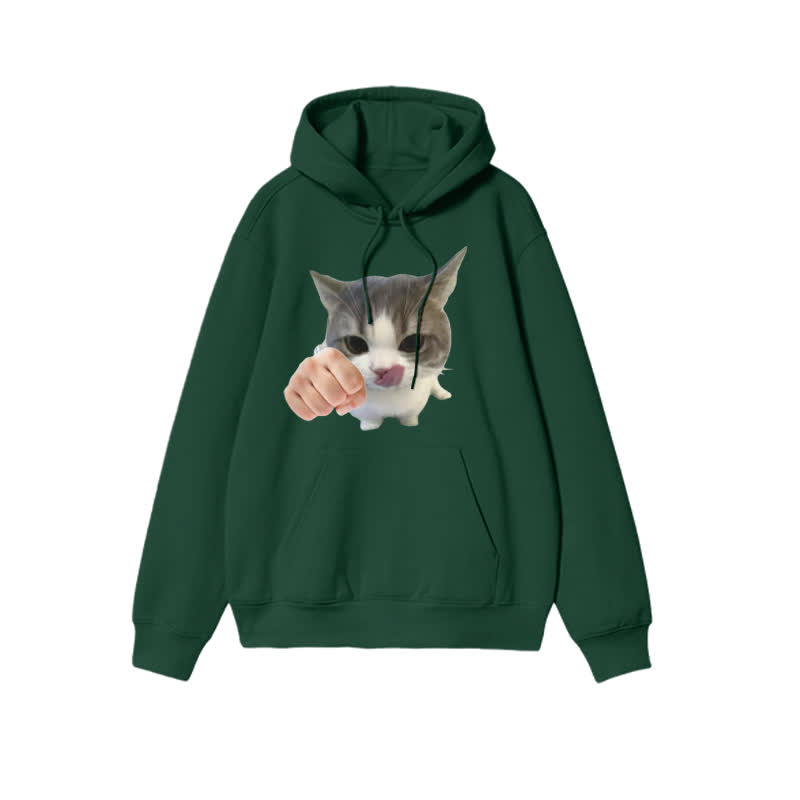 Unisex Kung Fu Cat Print Hoodie