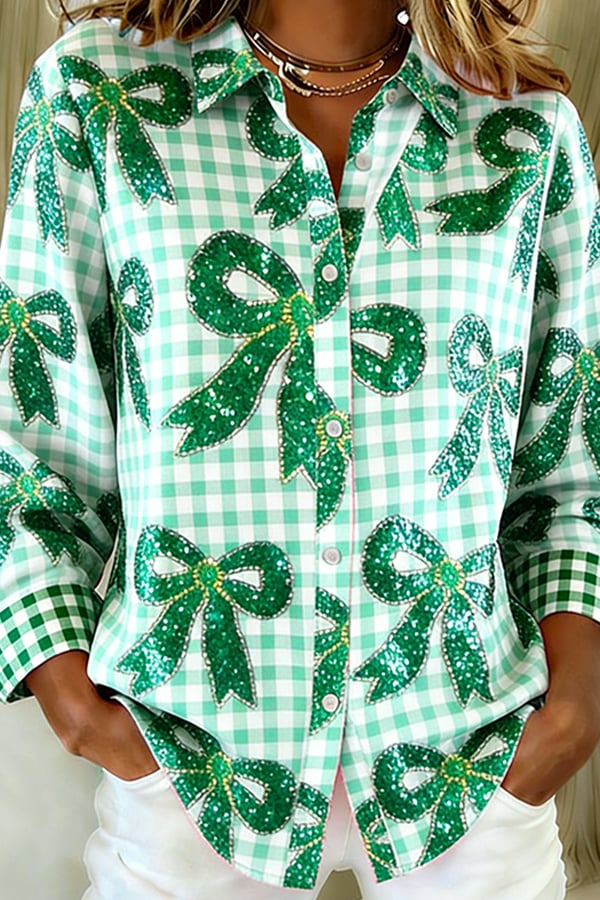 Women's Casual Retro Print Long-Sleeved Shirt