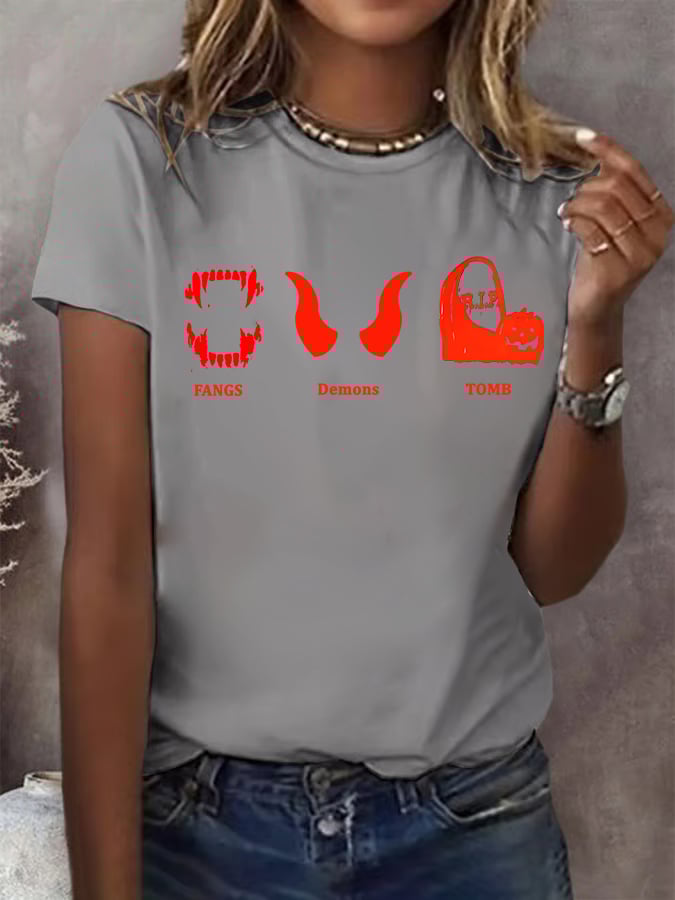 Women's Halloween FDT Printed Casual T-Shirt