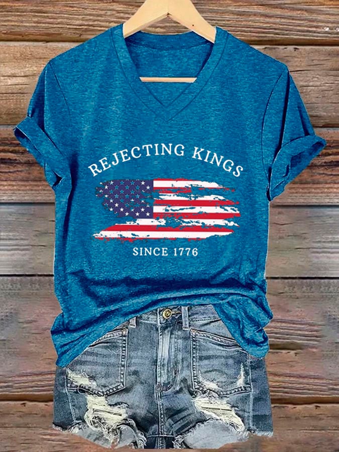 Women's Rejecting Kings Since 1776 Printed Casual T-Shirt